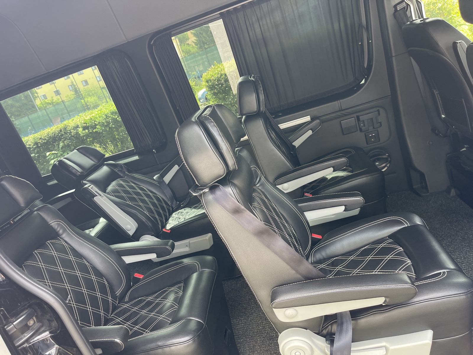 Passenger seating inside a minibus